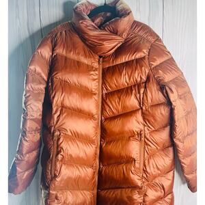 LL Bean Womens Brown DownTek Puffer Parka Jacket Size XL Pet 500868